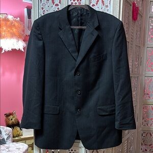 Classic Black Blazer with Notched Lapel and Textured Fabric
